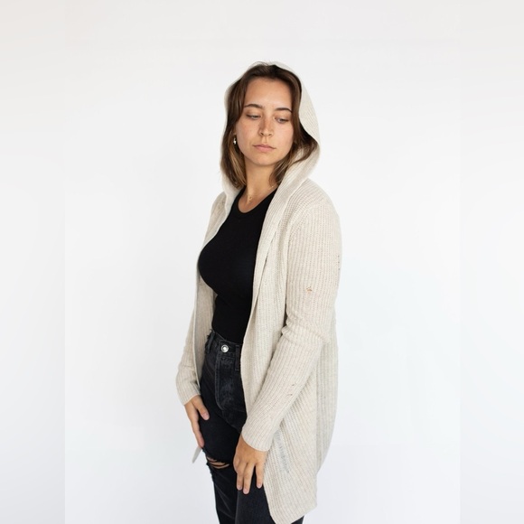 Autumn Cashmere Distressed Open Hoodie Cardigan